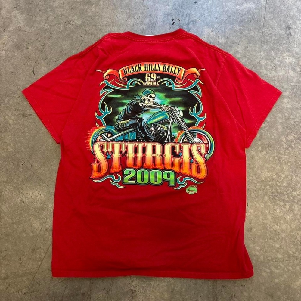 Sturgis 2009 Black Hills Rally T Shirt Red Biker Motorcycle Graphic Tee Large